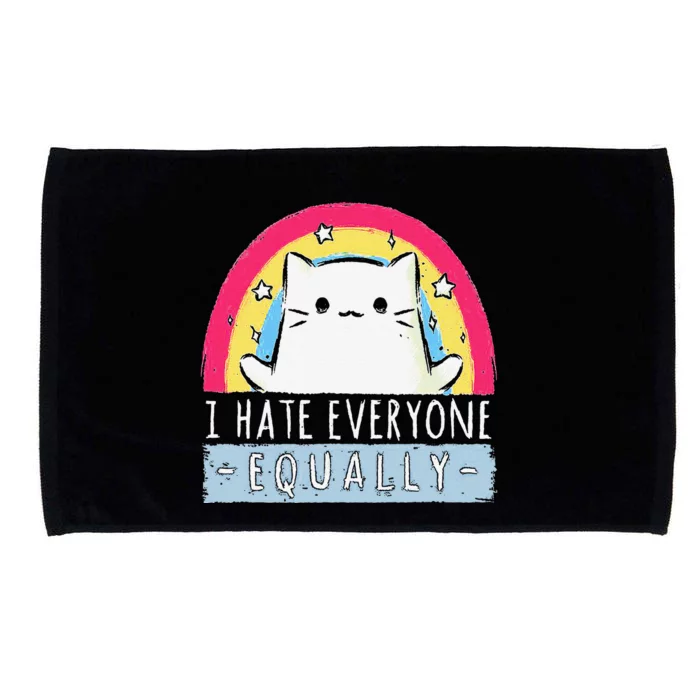 I Hate Everyone Equally Rainbow Cat Microfiber Hand Towel