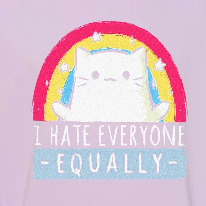 I Hate Everyone Equally Rainbow Cat Garment-Dyed Sweatshirt