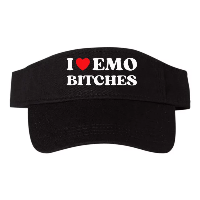 I Heart Emo Bitches Funny Quote Red Heart Emo Style Valucap Bio-Washed Visor