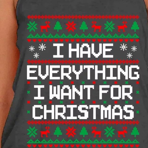 I Have Everything I Want For Christmas Couples Matching Women's Knotted Racerback Tank