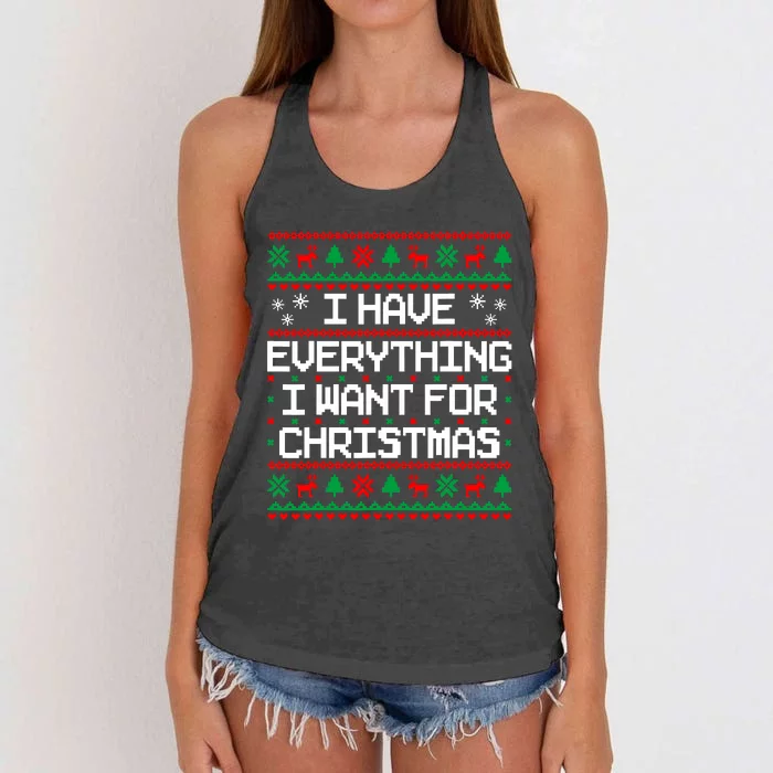 I Have Everything I Want For Christmas Couples Matching Women's Knotted Racerback Tank