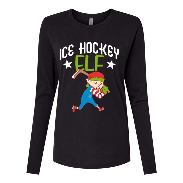 Ice Hockey Elf Funny Hockey Xmas Elve Costume Gift Cool Gift Womens Cotton Relaxed Long Sleeve T-Shirt