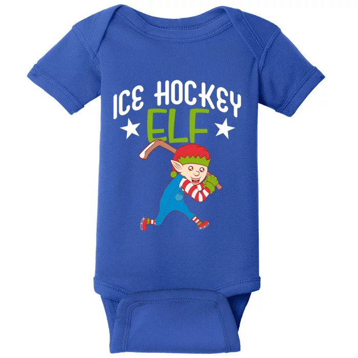 Ice Hockey Elf Funny Hockey Xmas Elve Costume Gift Cool Gift Baby Bodysuit