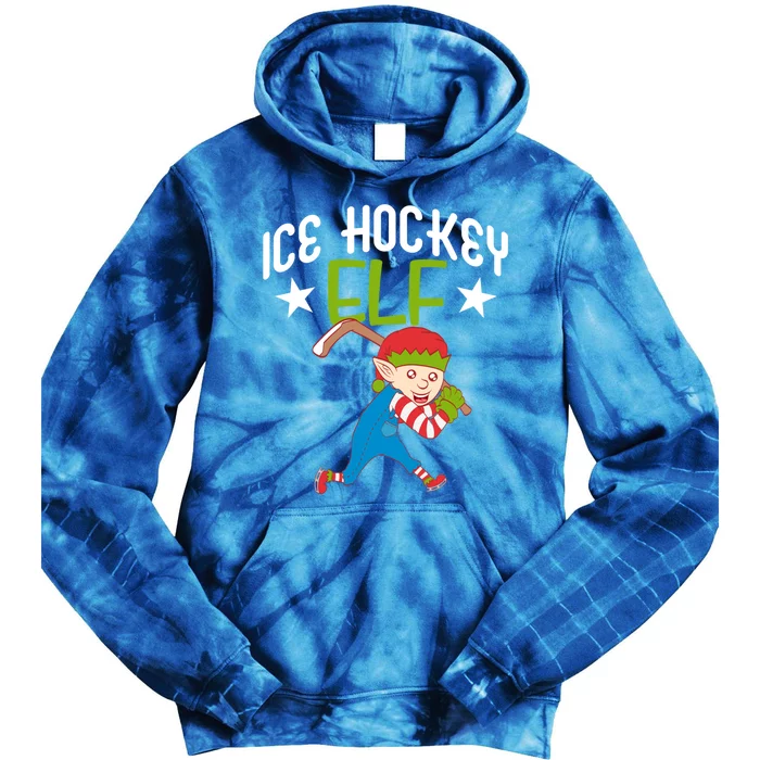 Ice Hockey Elf Funny Hockey Xmas Elve Costume Gift Cool Gift Tie Dye Hoodie