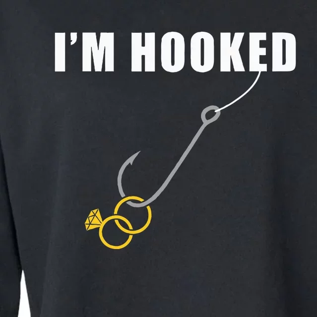 IM Hooked Engagement Ring Marriage Proposal Fishing Cropped Pullover Crew