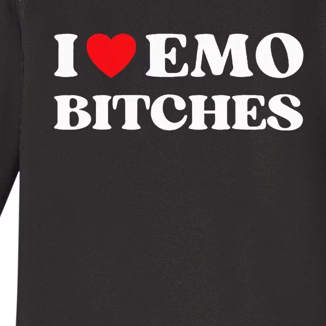 I Heart Emo Bitches Funny Quote Red Heart Emo Girl Style Baby Long Sleeve Bodysuit