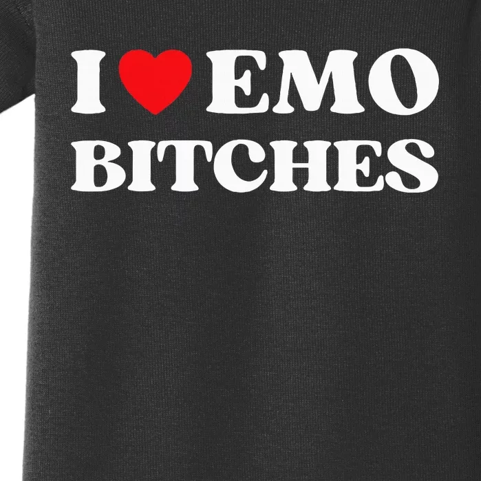 I Heart Emo Bitches Funny Quote Red Heart Emo Girl Style Baby Bodysuit