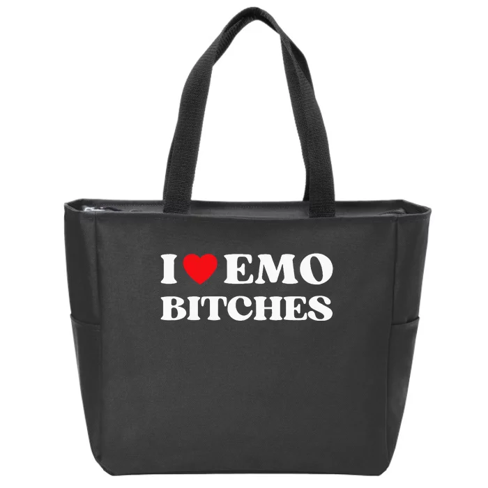 I Heart Emo Bitches Funny Quote Red Heart Emo Girl Style Zip Tote Bag