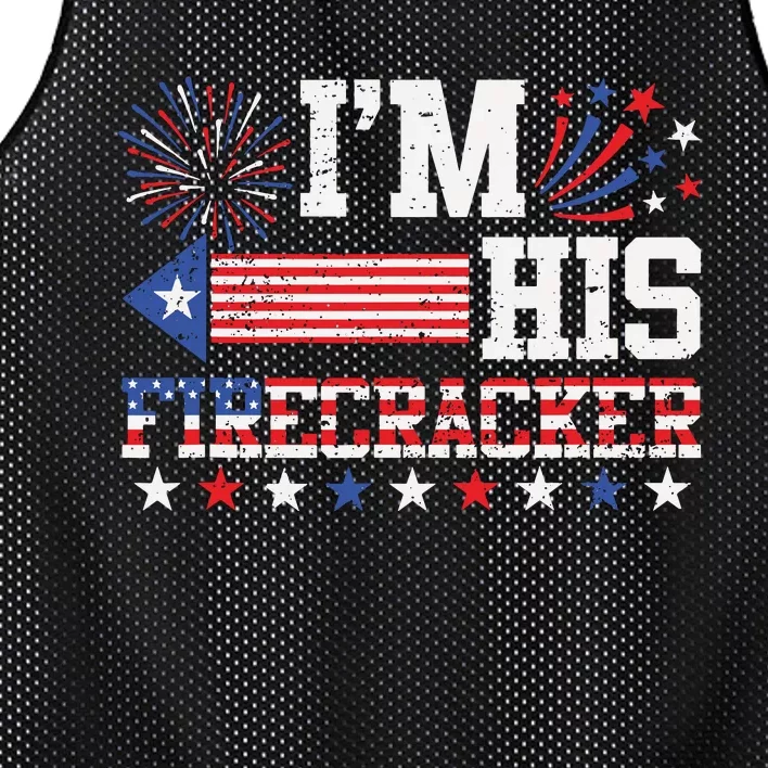 Im His Firecracker Funny 4th Of July Us Flag Couples Mesh Reversible Basketball Jersey Tank