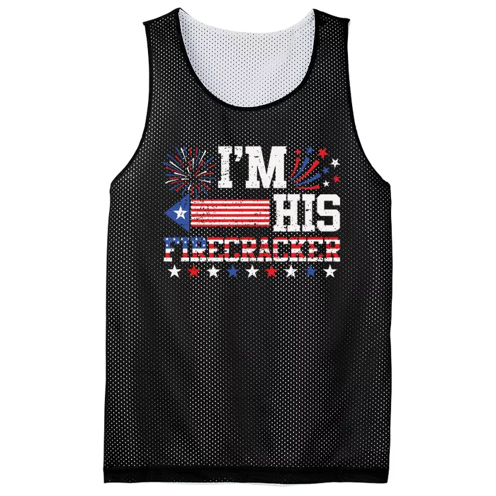 Im His Firecracker Funny 4th Of July Us Flag Couples Mesh Reversible Basketball Jersey Tank