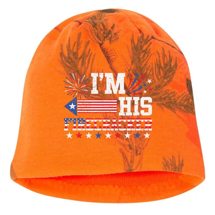 Im His Firecracker Funny 4th Of July Us Flag Couples Kati - Camo Knit Beanie