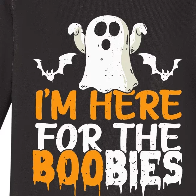 I’m Here For The Boobies Halloween Humor Joke Baby Long Sleeve Bodysuit