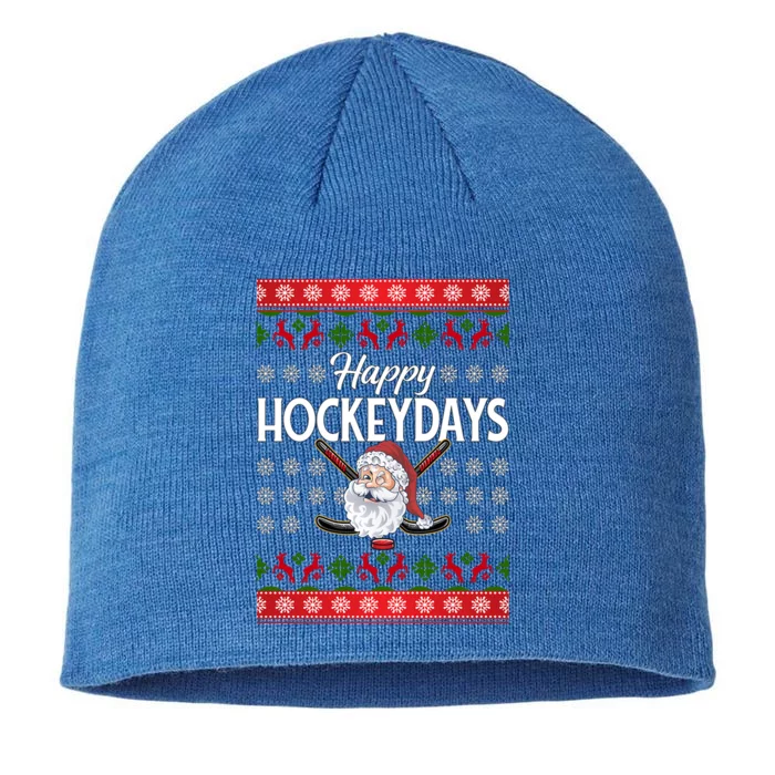 Ice Hockey Fan Happy Hockeydays Hockey Lover Christmas Gift 8 1/2in Sustainable Knit Beanie