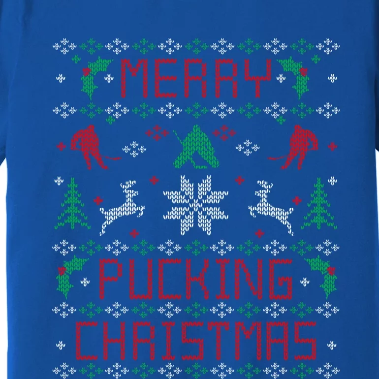 Ice Hockey Funny Ugly Christmas Sweater Party Gift Cute Gift Premium T-Shirt