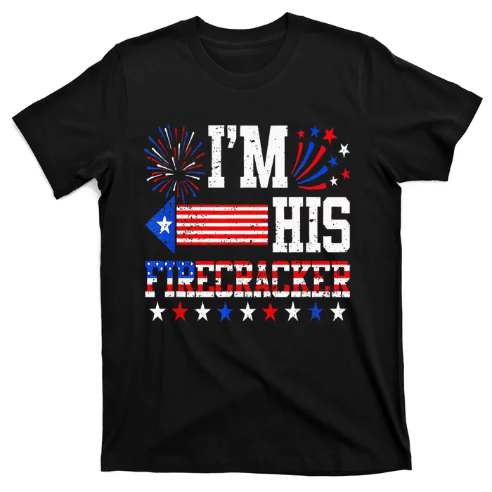 Im His Firecracker Funny 4th Of July Us Flag Couples T-Shirt