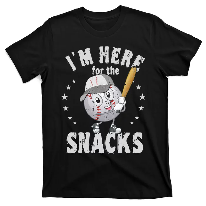 I´M Here For The Snacks Funny Baseball T-Shirt