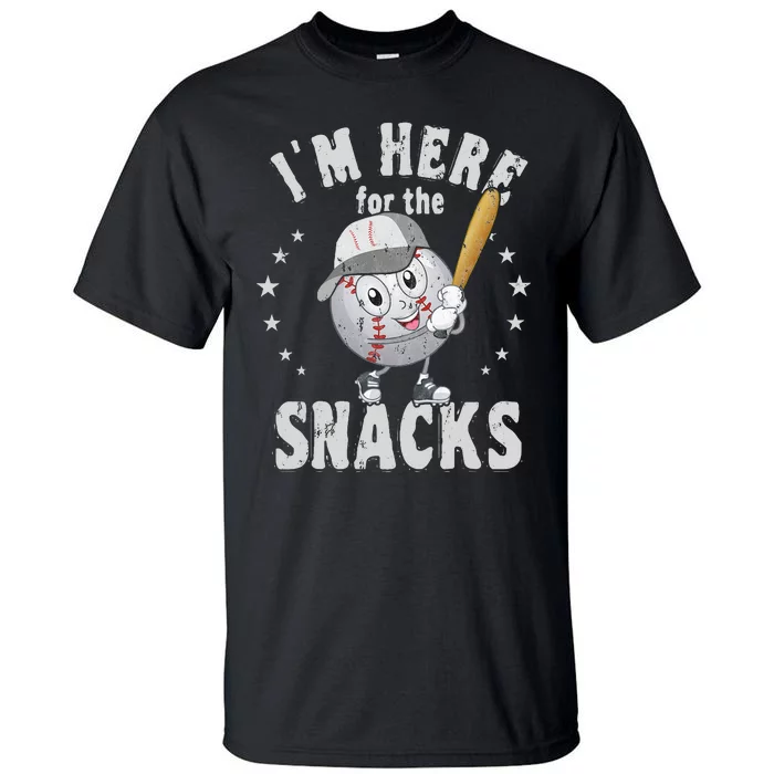 I´M Here For The Snacks Funny Baseball Tall T-Shirt