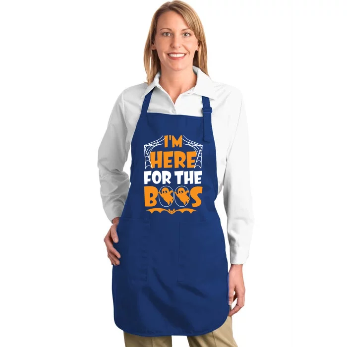 Im Here For Boos Halloween Funny Ghost Ing Product Gift Full-Length Apron With Pocket