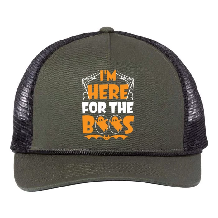 Im Here For Boos Halloween Funny Ghost Ing Product Gift Retro Rope Trucker Hat Cap