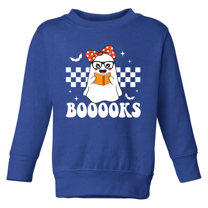 Im Here For The Booooks Funny Halloween Ghost Reading Book Cool Gift Toddler Sweatshirt