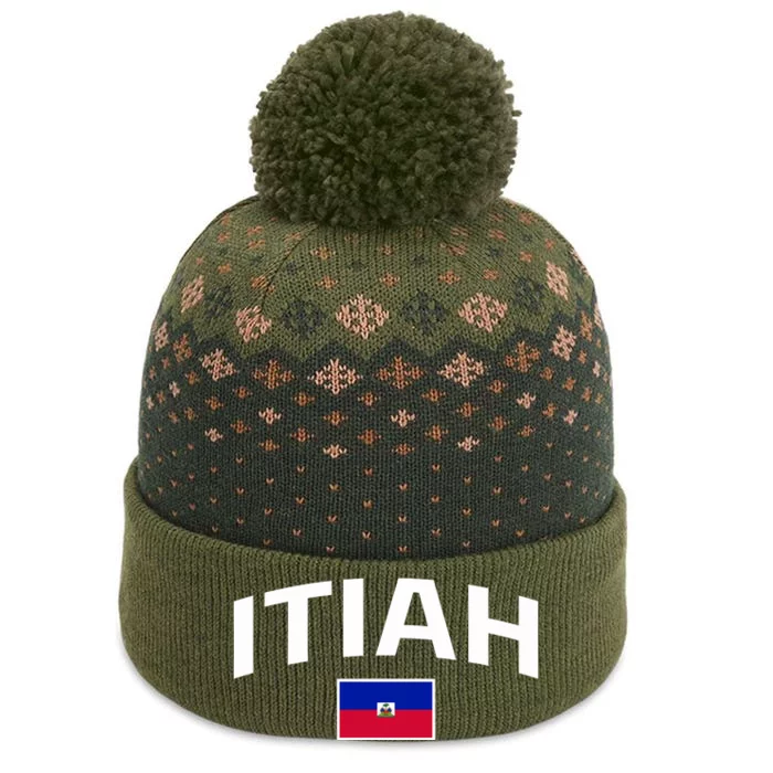 Itiah Haiti Flag The Baniff Cuffed Pom Beanie