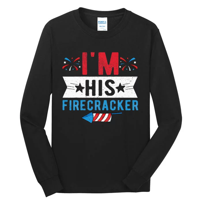 I'm His Firecracker Cute 4th Of July Matching Couple For Her Tall Long Sleeve T-Shirt