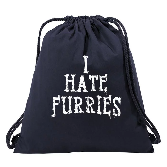 I Hate Furries Furry Fandom Drawstring Bag