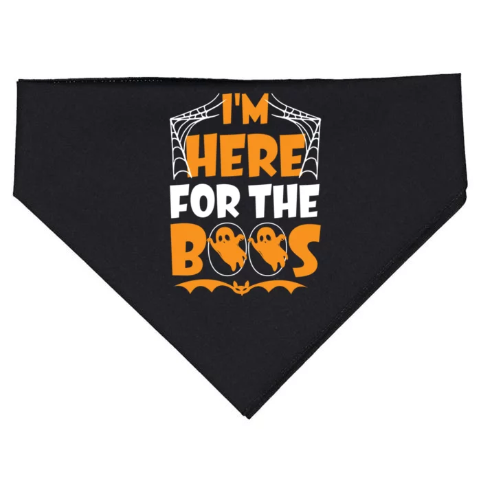 Im Here For Boos Halloween Funny Ghost Ing Product Gift USA-Made Doggie Bandana