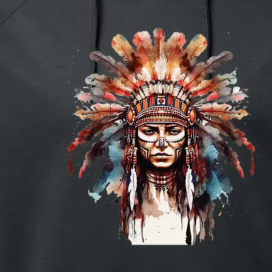 Indian Headpiece feathers Native American Performance Fleece Hoodie