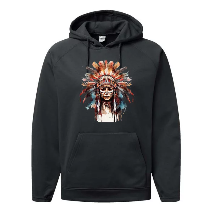 Indian Headpiece feathers Native American Performance Fleece Hoodie