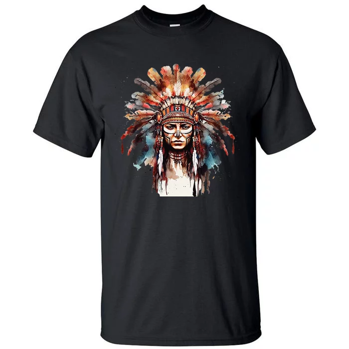 Indian Headpiece feathers Native American Tall T-Shirt