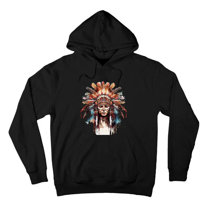 Indian Headpiece feathers Native American Tall Hoodie