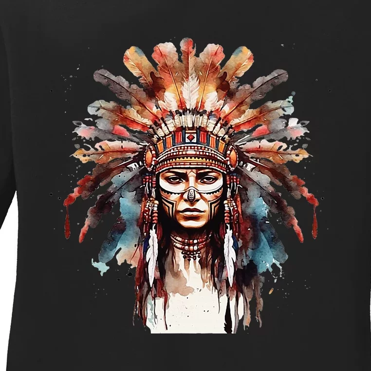 Indian Headpiece feathers Native American Ladies Long Sleeve Shirt