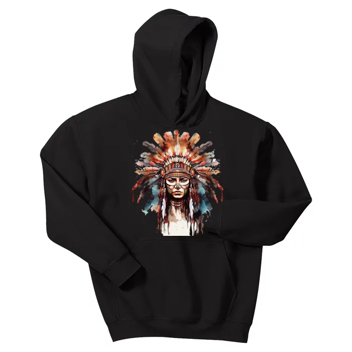 Indian Headpiece feathers Native American Kids Hoodie