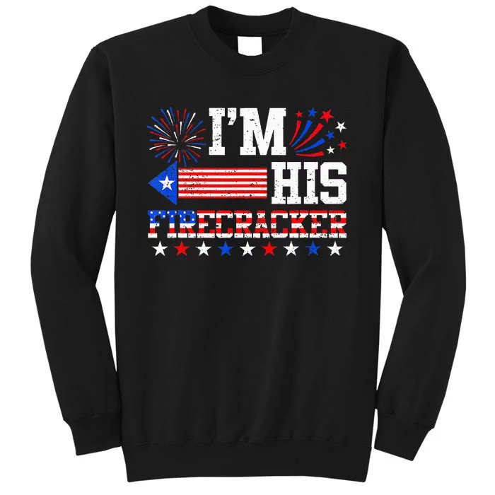 Im His Firecracker Funny 4th Of July Us Flag Couples Tall Sweatshirt