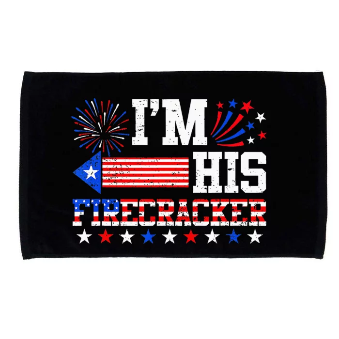 Im His Firecracker Funny 4th Of July Us Flag Couples Microfiber Hand Towel