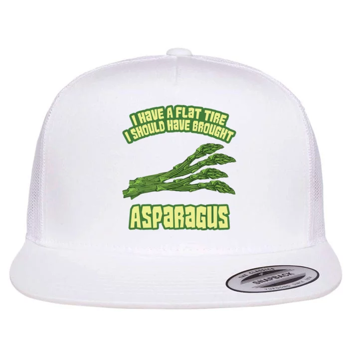 I Have Flat Tire I Should Have Brought Asparagus Vegan Funny Flat Bill Trucker Hat