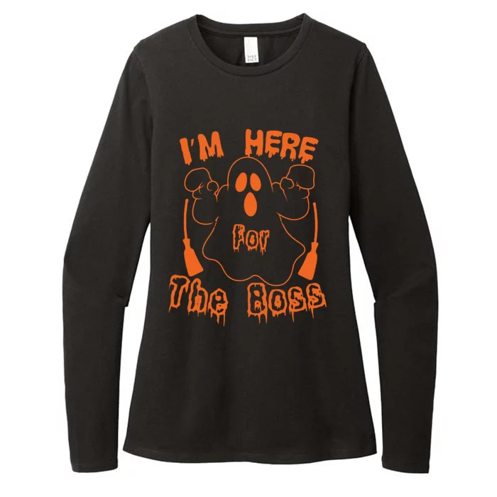 Im Here For The Boss Spooky Ghost Moon Halloween Witch Cute Gift Womens CVC Long Sleeve Shirt