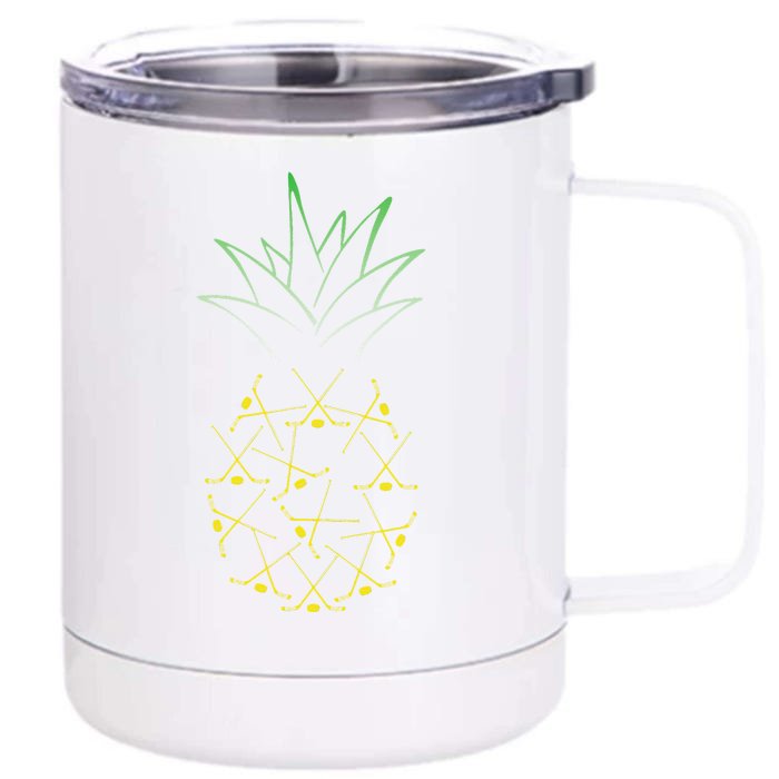 Ice Hockey Funny Pineapple Hawaii For Hockey Player Front & Back 12oz Stainless Steel Tumbler Cup