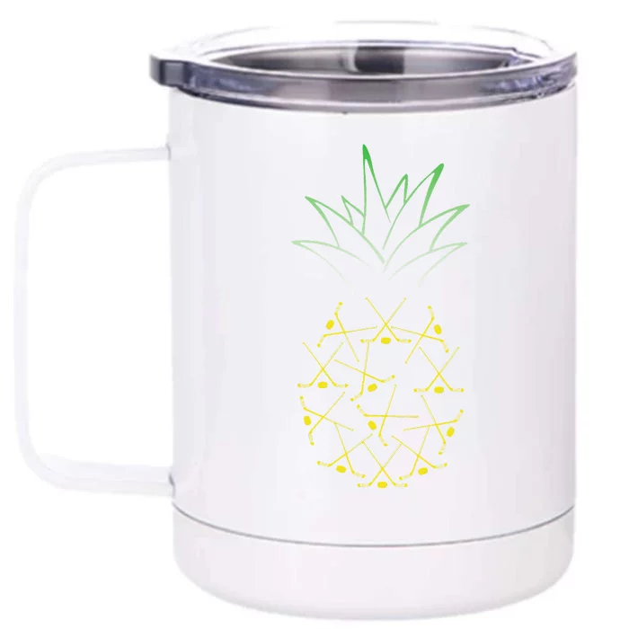 Ice Hockey Funny Pineapple Hawaii For Hockey Player Front & Back 12oz Stainless Steel Tumbler Cup