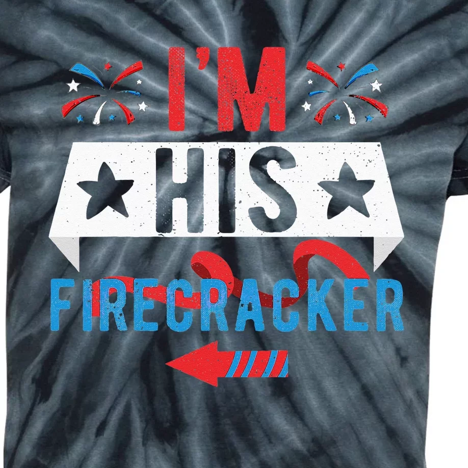 I'm His Firecracker Cute 4th Of July Matching Couple For Her Kids Tie-Dye T-Shirt