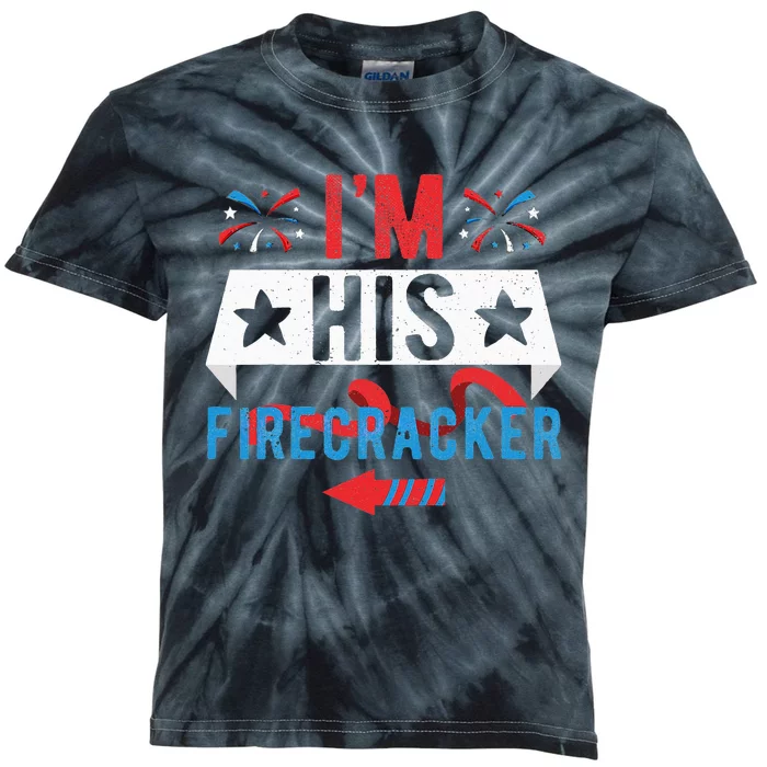 I'm His Firecracker Cute 4th Of July Matching Couple For Her Kids Tie-Dye T-Shirt