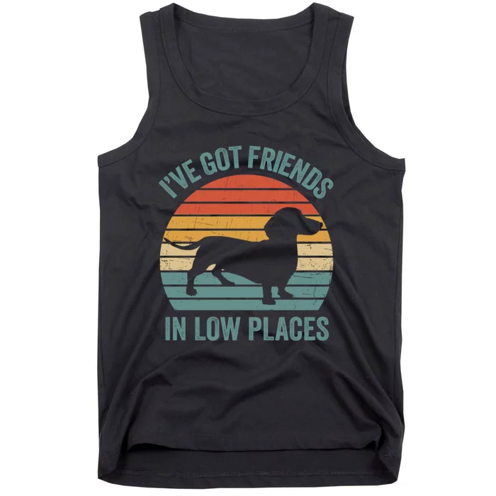 I Have Got Friends In Low Places Wiener Dog Vintage Tank Top