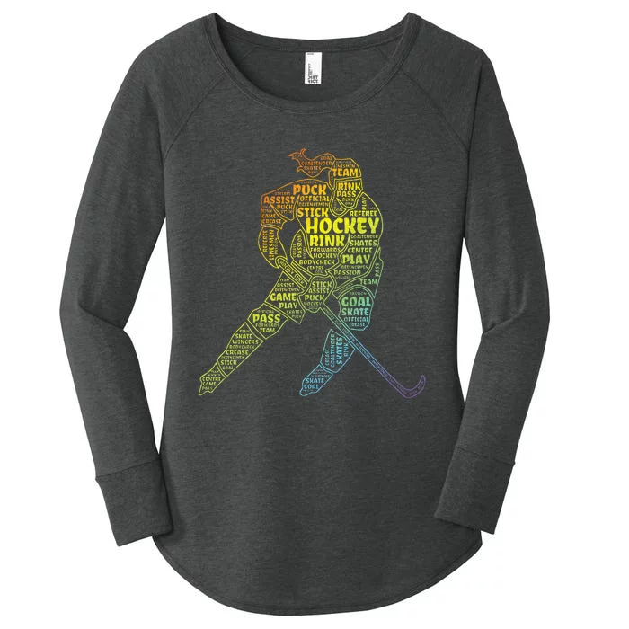 Ice Hockey Girl Women's Perfect Tri Tunic Long Sleeve Shirt