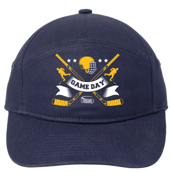 Ice Hockey Game Day Player Team Gift 7-Panel Snapback Hat