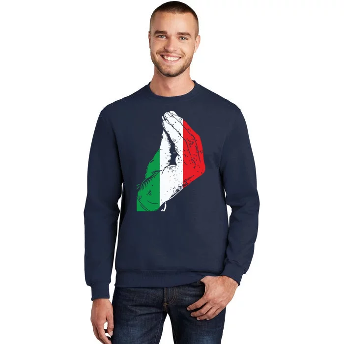 Italy Hand Gesture Italia Italian Flag Pride Funny Tall Sweatshirt