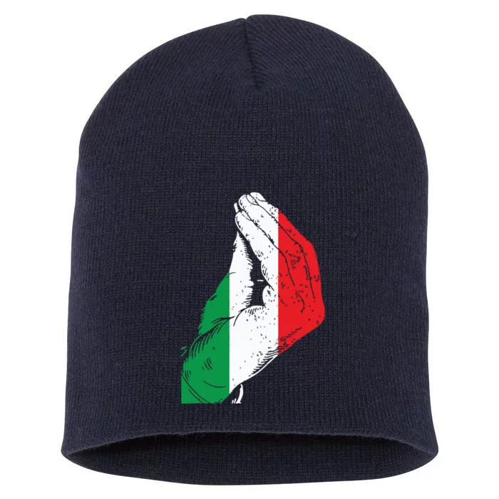 Italy Hand Gesture Italia Italian Flag Pride Funny Short Acrylic Beanie