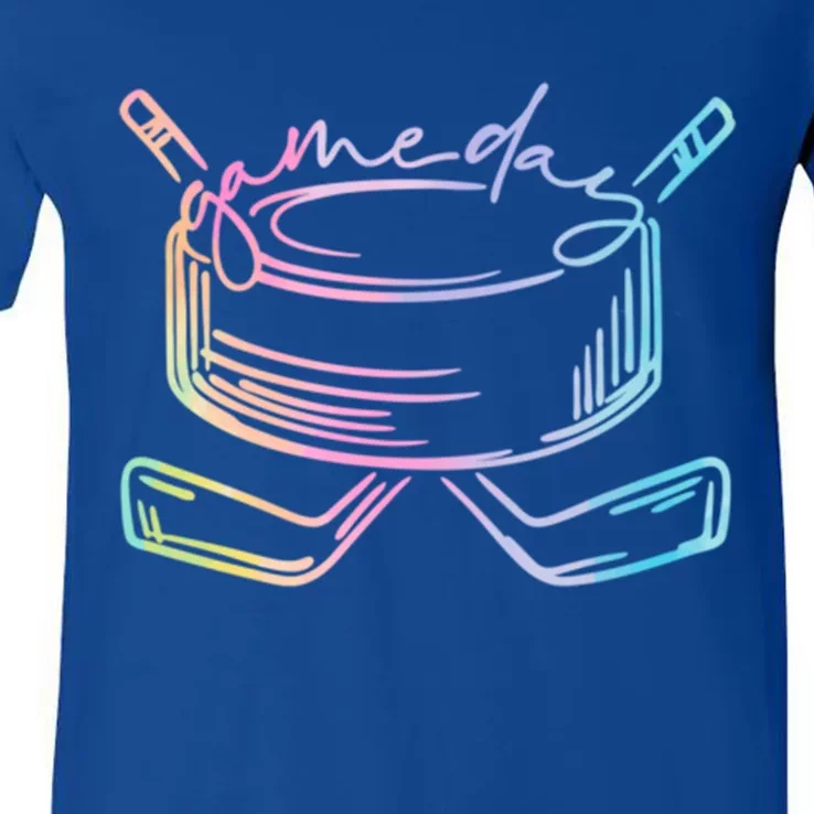 Ice Hockey Game Day Vibes Pockecool Gift Ice Hockey Lovers Gift V-Neck T-Shirt