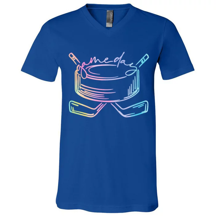 Ice Hockey Game Day Vibes Pockecool Gift Ice Hockey Lovers Gift V-Neck T-Shirt