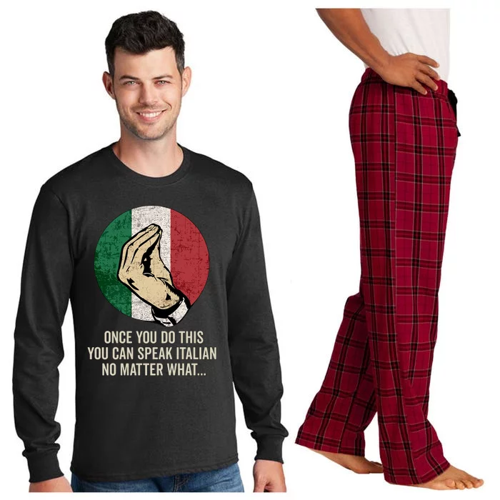 Italian Hand Gesture Italia Italy Italiano Flag Long Sleeve Pajama Set